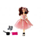 Bábika v šatách, s doplnkami 28 cm - tmavovlasá, ružová